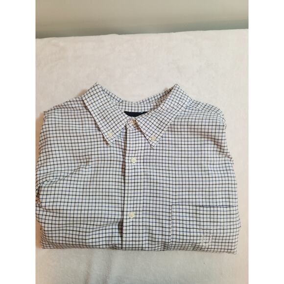 Chaps Shirt Mens 3XB Blue Check Long Sleeve 3XL Big & Tall Preppy Business Work - Picture 1 of 9